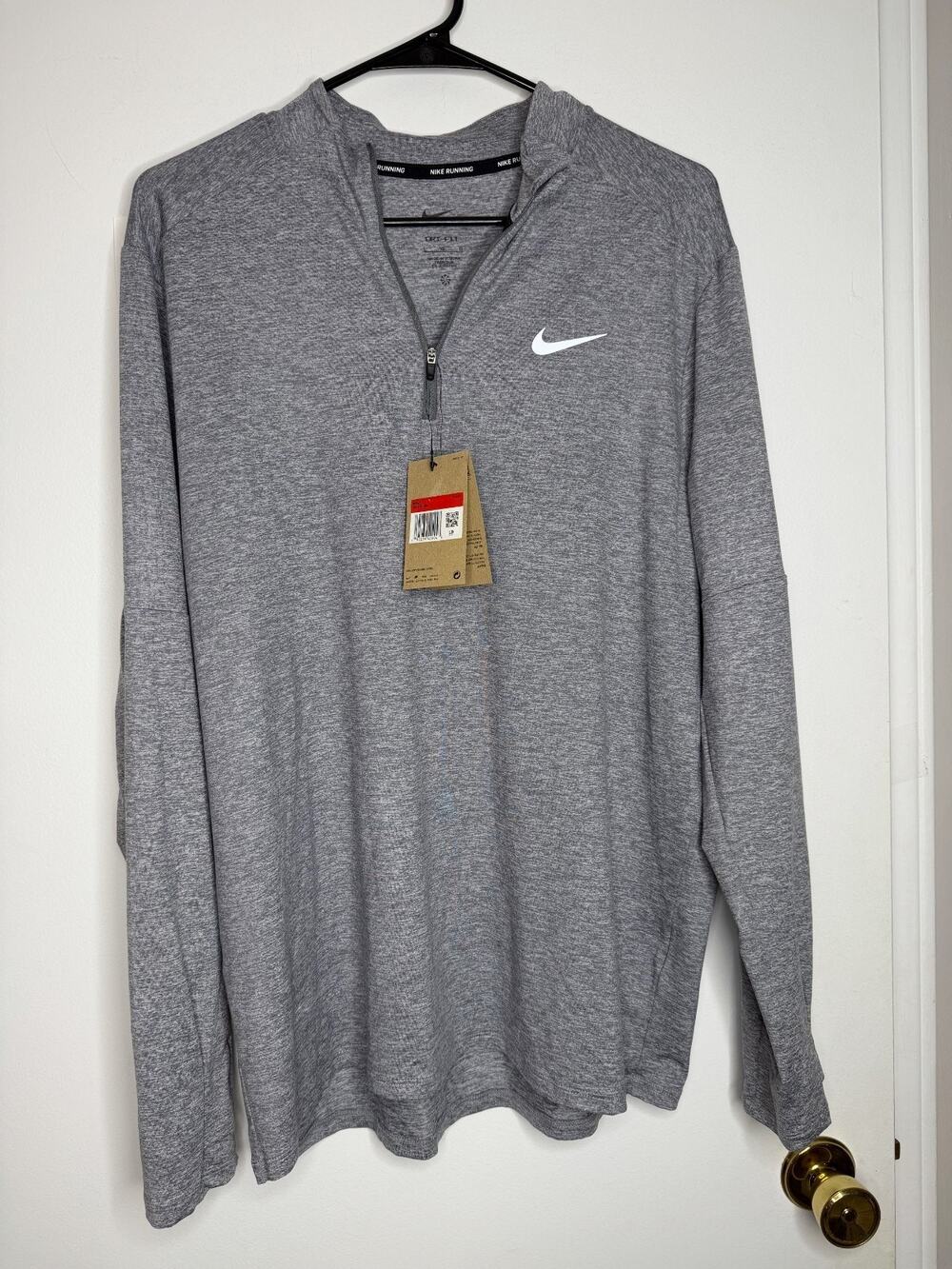 Nike Dri-FIT Men’s L Gray 1/4 Zip Running Pullover Long Sleeve NWT